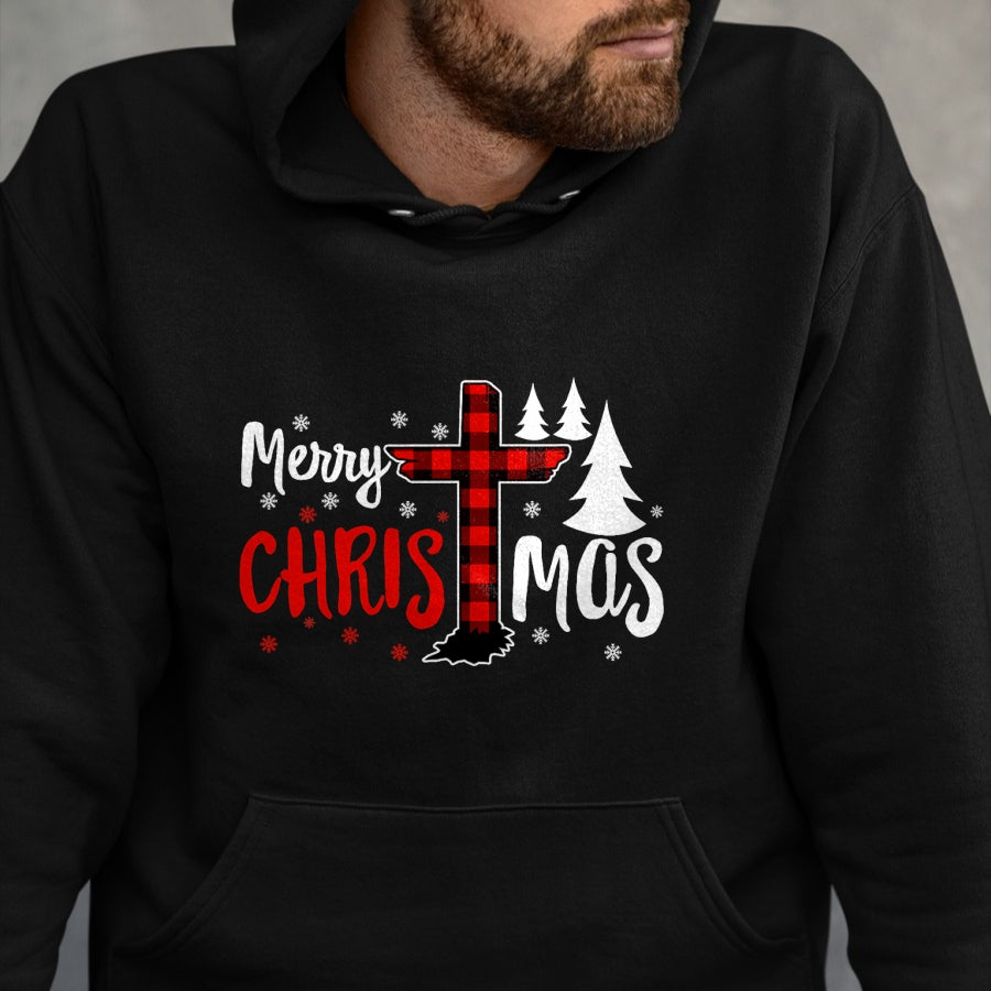 Christian Tee, Christian Faith Unisex T-Shirt/Hoodie/Sweatshirt HLT00 - Merry Christmas Christians Buffalo Plaid T-Shirt