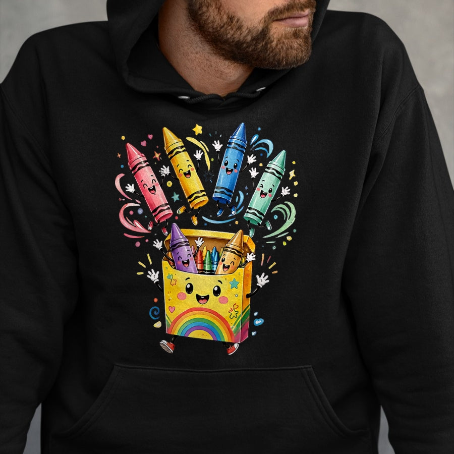 Best Student Shirt, Funny Back To School UnisexT-Shirt/Hoodie/Sweatshirt HLT00 - Cute Crayon Box Back to School Teacher Preschool Classroom T-Shirt
