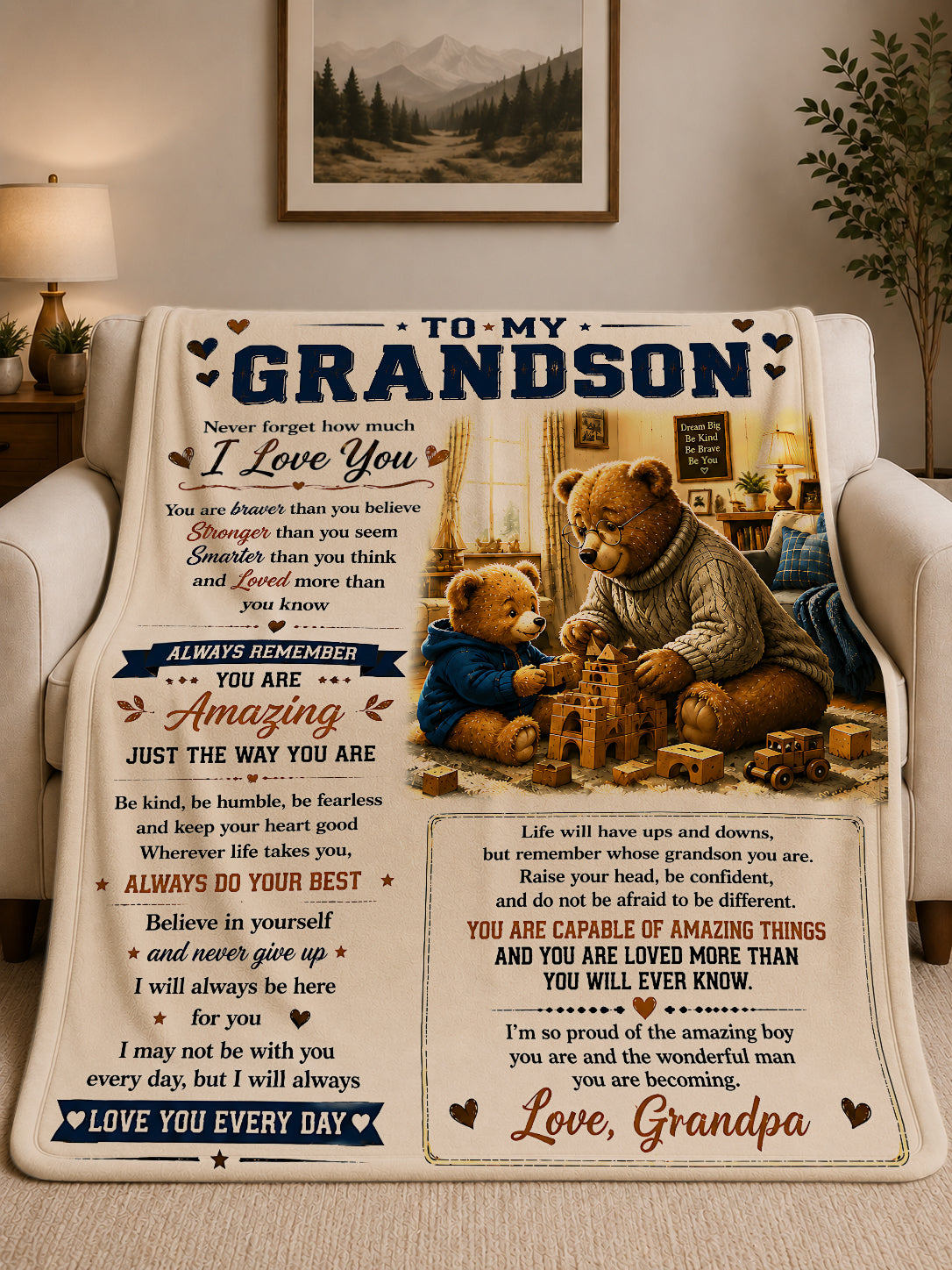 Family Blanket - From Grandpa - To My Grandson - Virgo - ( SKU2608-595)