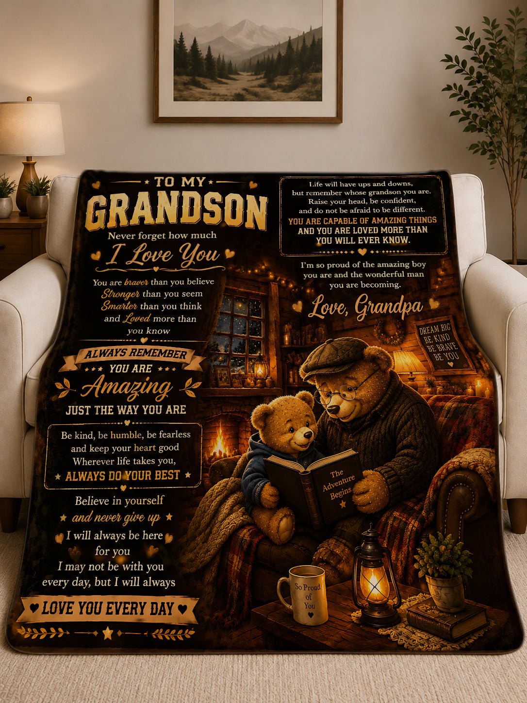 Family Blanket - From Grandpa - To My Grandson - Virgo - ( SKU2608-599)