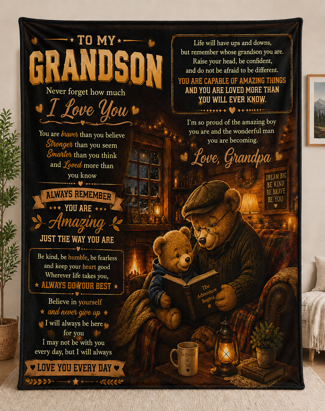 Family Blanket - From Grandpa - To My Grandson - Virgo - ( SKU2608-599)