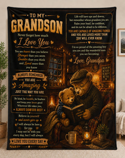 Family Blanket - From Grandpa - To My Grandson - Virgo - ( SKU2608-599)