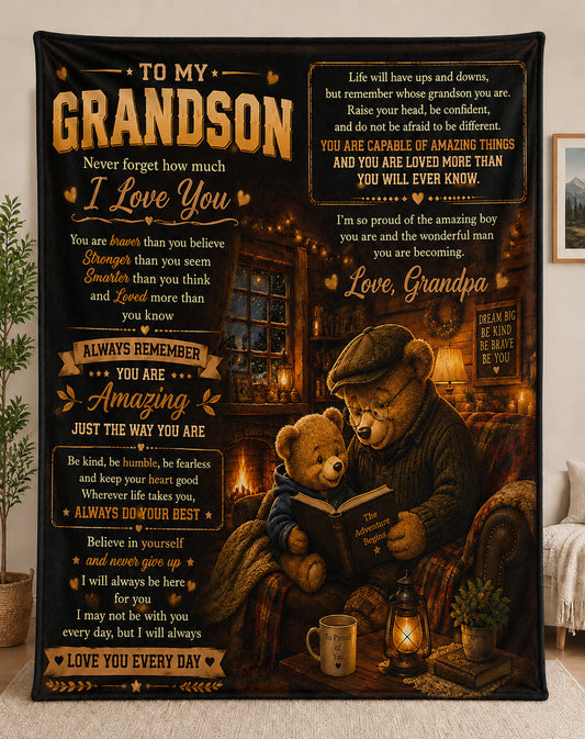 Family Blanket - From Grandpa - To My Grandson - Virgo - ( SKU2608-599)