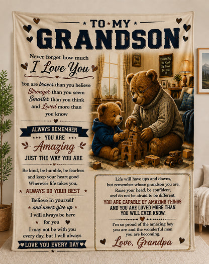 Family Blanket - From Grandpa - To My Grandson - Virgo - ( SKU2608-595)