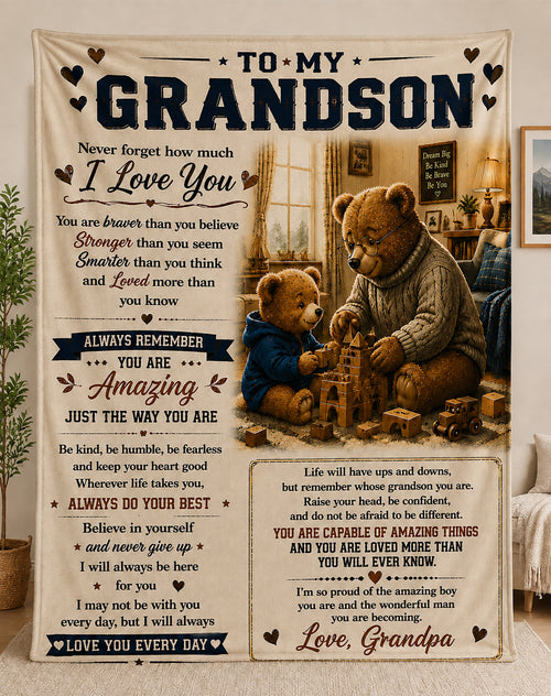 Family Blanket - From Grandpa - To My Grandson - Virgo - ( SKU2608-595)