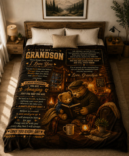 Family Blanket - From Grandpa - To My Grandson - Virgo - ( SKU2608-599)