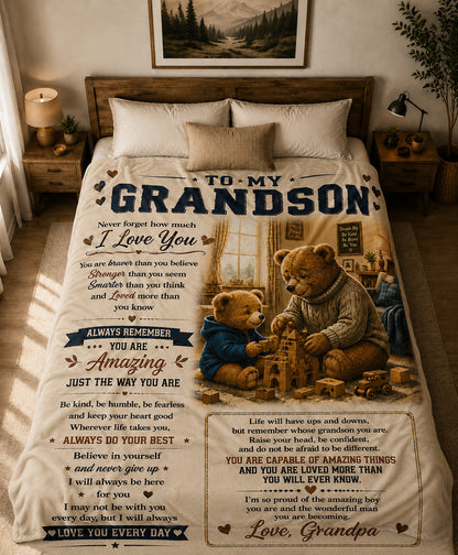 Family Blanket - From Grandpa - To My Grandson - Virgo - ( SKU2608-595)
