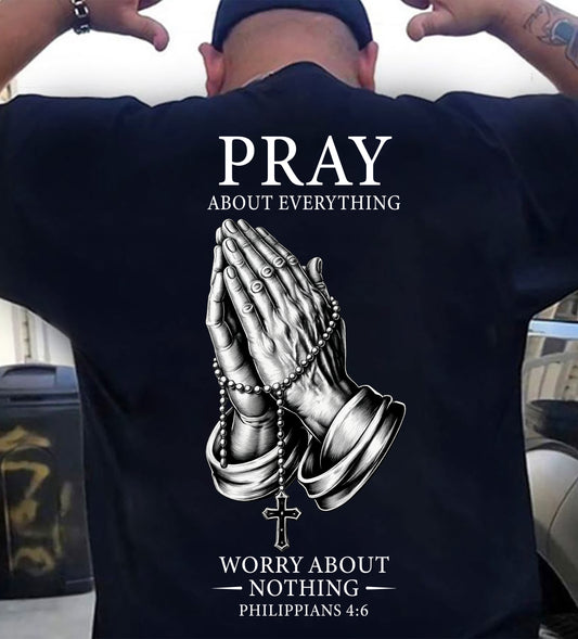 Christian T-Shirt Pray About Everything - For Men - Virgo00 (SKU2607-335)