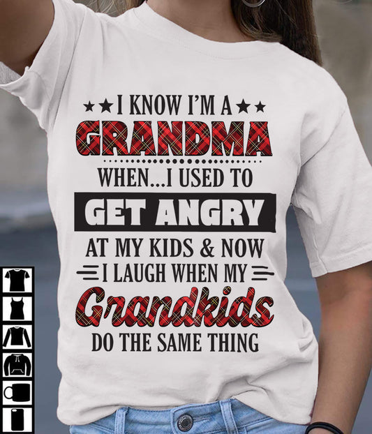 KNOW I'M A GRANDMA WHEN... I USED TO GET ANGRY AT MY KIDS & NOW I LAUGH WHEN MY GRANDKIDS DO THE SAME THING - from grandma virgo00 (SKU07-111)