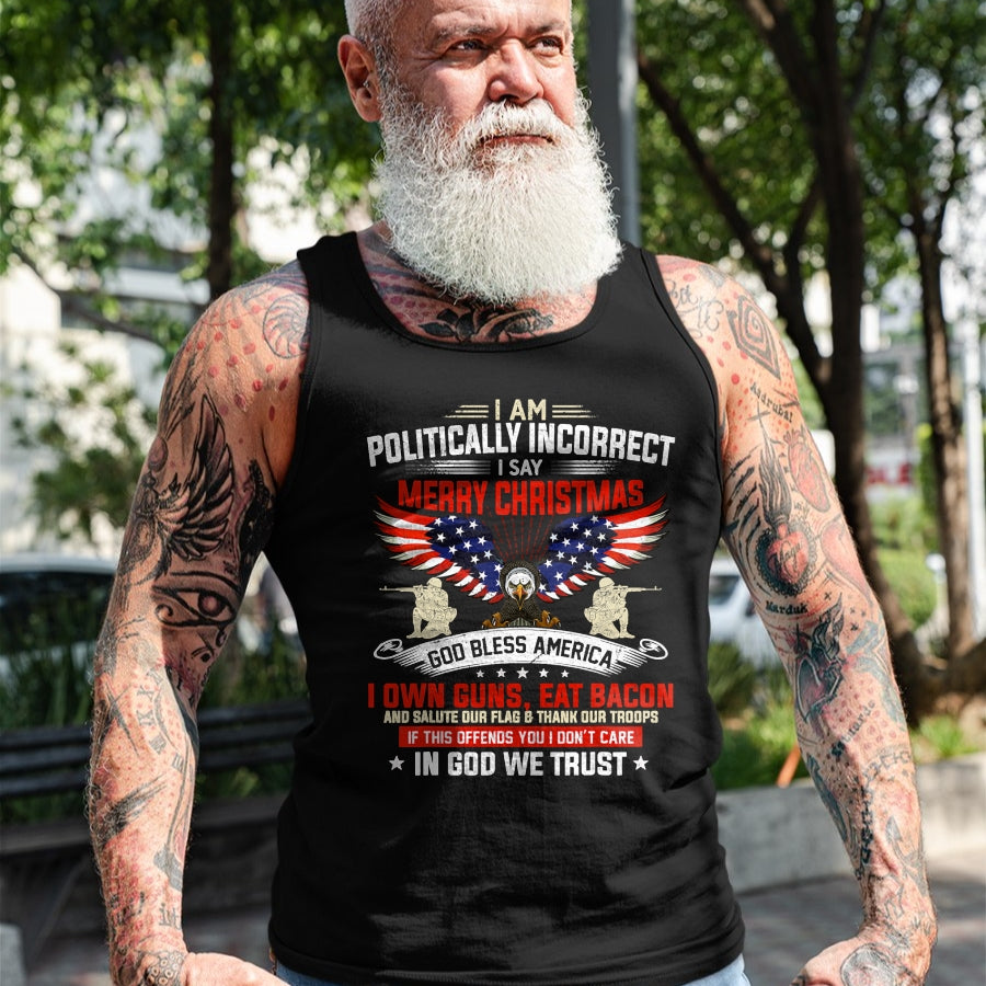 Christian Tee, Christian Faith Unisex T-Shirt/Hoodie/Sweatshirt HLT00 - I Am Politically Incorrect God Bless American Christ Eagle T-Shirt