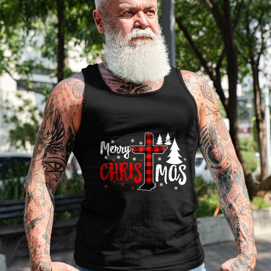 Christian Tee, Christian Faith Unisex T-Shirt/Hoodie/Sweatshirt HLT00 - Merry Christmas Christians Buffalo Plaid T-Shirt