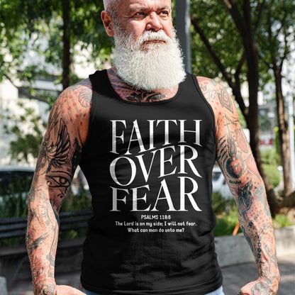 Christian Tee, Christian Faith Unisex T-Shirt/Hoodie/Sweatshirt HLT00 - Faith Over Fear Christian (on back) T-Shirt (1)