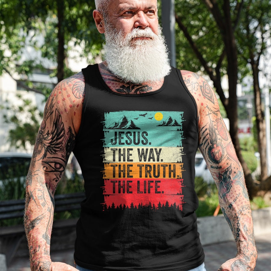 Christian Tee, Christian Faith Unisex T-Shirt/Hoodie/Sweatshirt HLT00 - Jesus The Way Truth Life Women Men Kids Christian Worship T-Shirt