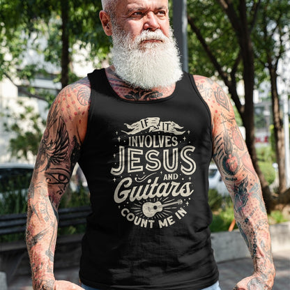 Christian Tee, Christian Faith Unisex T-Shirt/Hoodie/Sweatshirt HLT00 - If It Involves Jesus And Guitars Guitarist Christian Music T-Shirt