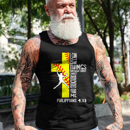 Christian Tee, Christian Faith Unisex T-Shirt/Hoodie/Sweatshirt HLT00 - I Can Do All Things Through Christ Softball Christian Bible T-Shirt