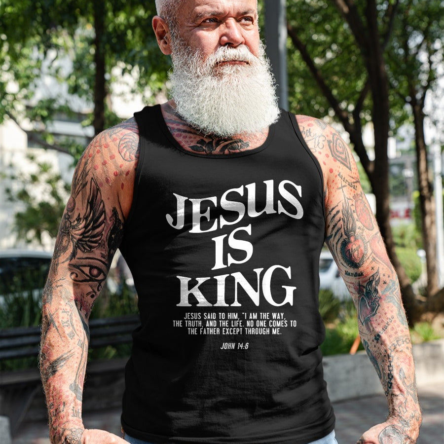 Christian Tee, Christian Faith Unisex T-Shirt/Hoodie/Sweatshirt HLT00 - Jesus Is King Jesus John 146 Costume Christian (On Back) T-Shirt (2)