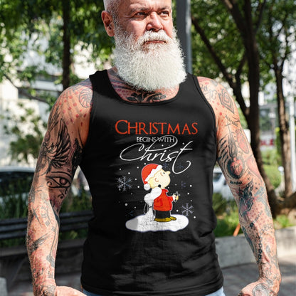 Christian Tee, Christian Faith Unisex T-Shirt/Hoodie/Sweatshirt HLT00 - Christmas Begins With Christ Xmas Gift Holiday costume T-Shirt