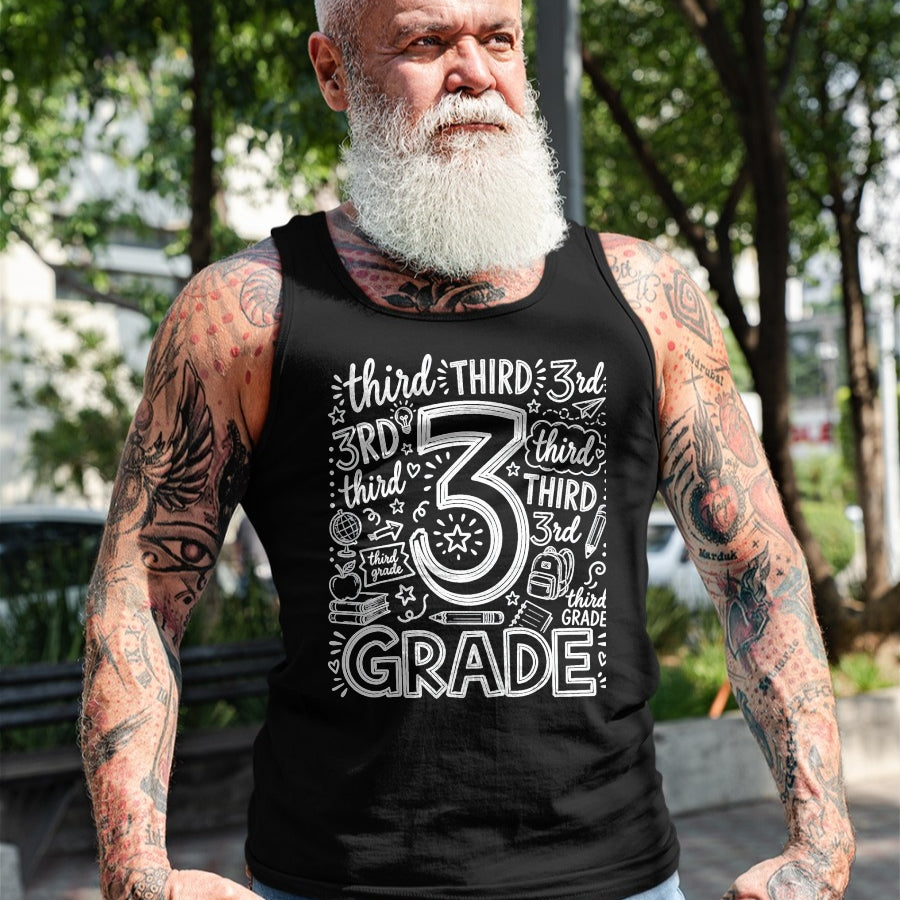Best Student Shirt, Funny Back To School UnisexT-Shirt/Hoodie/Sweatshirt HLT00 - 3rd Grade Typography Team Third Grade Teacher Back to School T-Shirt, Men, Black, 3X-Large