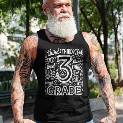 Best Student Shirt, Funny Back To School UnisexT-Shirt/Hoodie/Sweatshirt HLT00 - 3rd Grade Typography Team Third Grade Teacher Back to School T-Shirt, Men, Black, 3X-Large