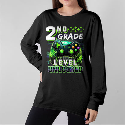 Best Student Shirt, Funny Back To School UnisexT-Shirt/Hoodie/Sweatshirt HLT00 - Back to School 2nd Grade Boys Gamer First Day School Level T-Shirt, Men, Black, 3X-Large