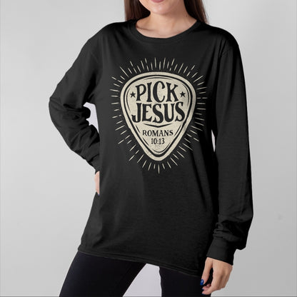 Christian Tee, Christian Faith Unisex T-Shirt/Hoodie/Sweatshirt HLT00 - Guitar Pick Jesus Christian Music Guitarist Pastor Retro T-Shirt