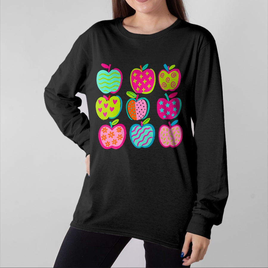 Best Student Shirt, Funny Back To School UnisexT-Shirt/Hoodie/Sweatshirt HLT00 - Cute Patchwork Preppy Apples Back to School Teacher Student T-Shirt (3)