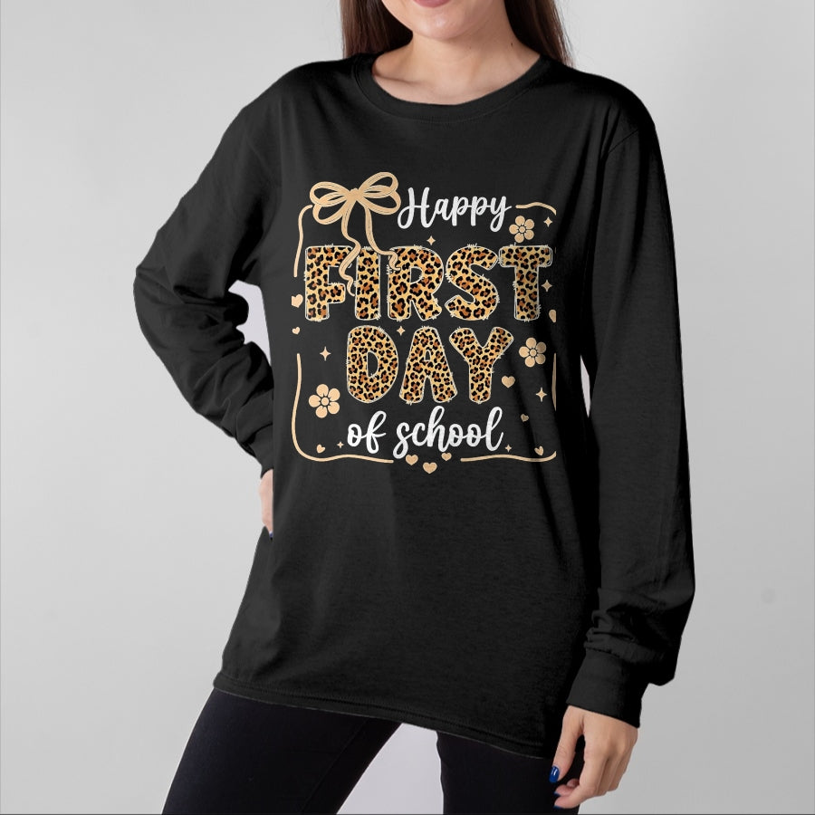 Best Student Shirt, Funny Back To School UnisexT-Shirt/Hoodie/Sweatshirt HLT00 - Cute Leopard Happy First Day of School for Teacher Girls Kid T-Shirt, Men, Black, 3X-Large