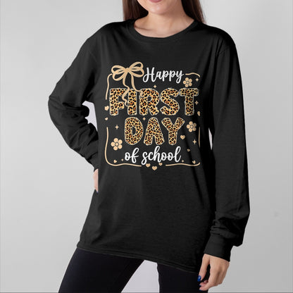 Best Student Shirt, Funny Back To School UnisexT-Shirt/Hoodie/Sweatshirt HLT00 - Cute Leopard Happy First Day of School for Teacher Girls Kid T-Shirt, Men, Black, 3X-Large