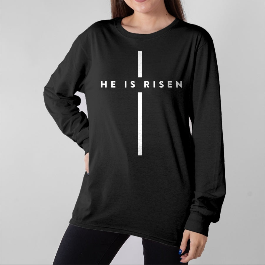 Christian Tee, Christian Faith Unisex T-Shirt/Hoodie/Sweatshirt HLT00 - He Is Risen Cross Jesus Easter Day Christmas Christians T-Shirt