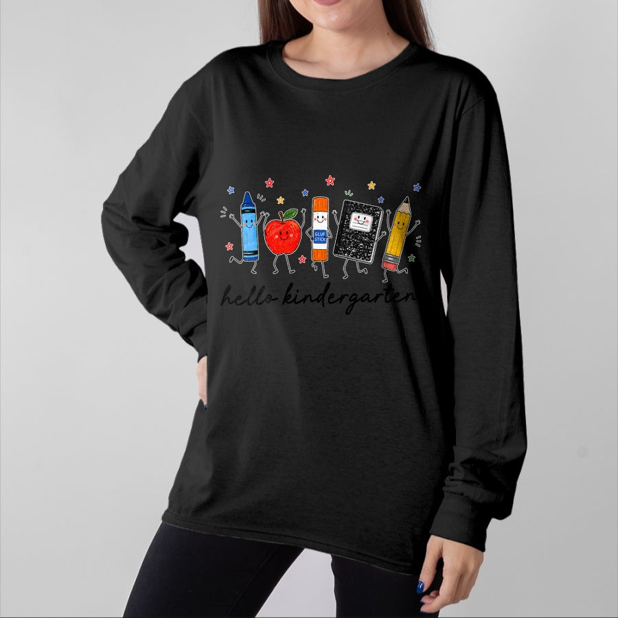Best Student Shirt, Funny Back To School UnisexT-Shirt/Hoodie/Sweatshirt HLT00 - Back to School Teachers Doodles Crayon Hello Kindergarten T-Shirt