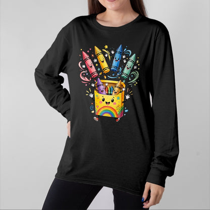 Best Student Shirt, Funny Back To School UnisexT-Shirt/Hoodie/Sweatshirt HLT00 - Cute Crayon Box Back to School Teacher Preschool Classroom T-Shirt