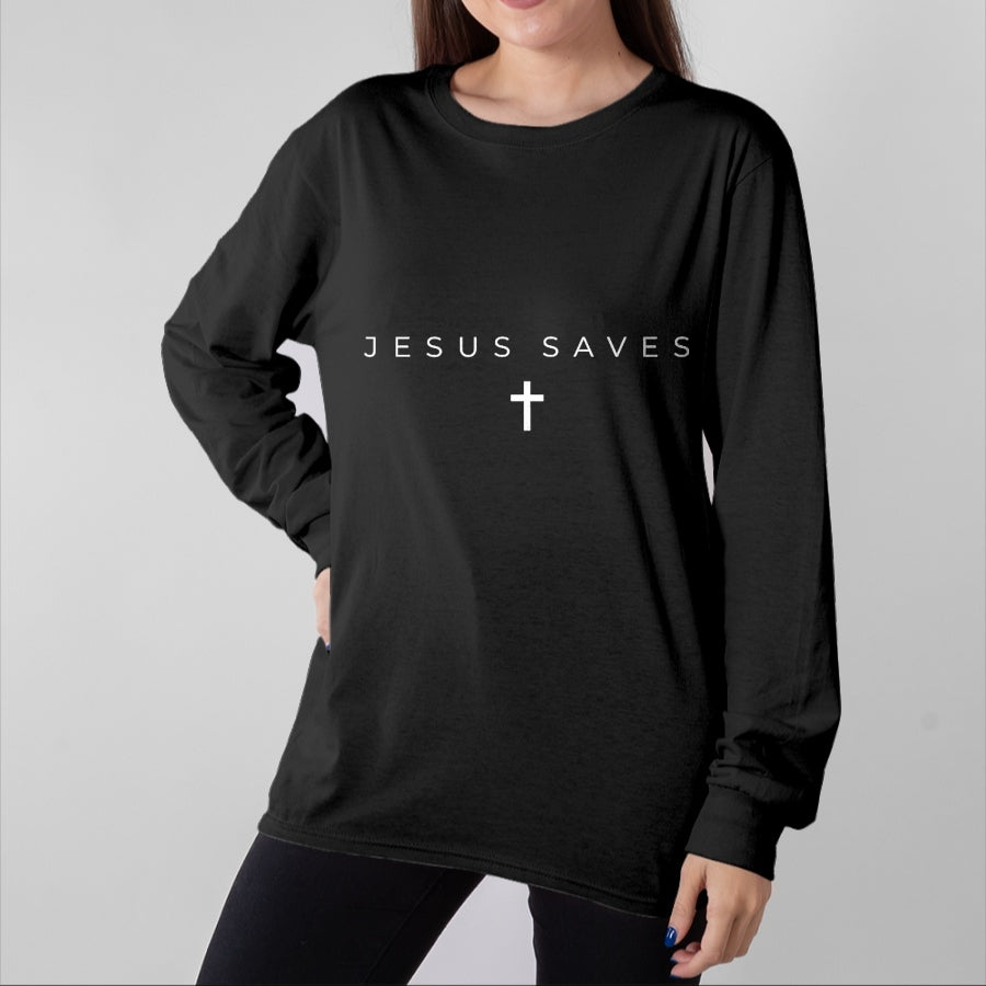 Christian Tee, Christian Faith Unisex T-Shirt/Hoodie/Sweatshirt HLT00 - Jesus Saves Cross Subtle Christian Minimal Religious Faith T-Shirt
