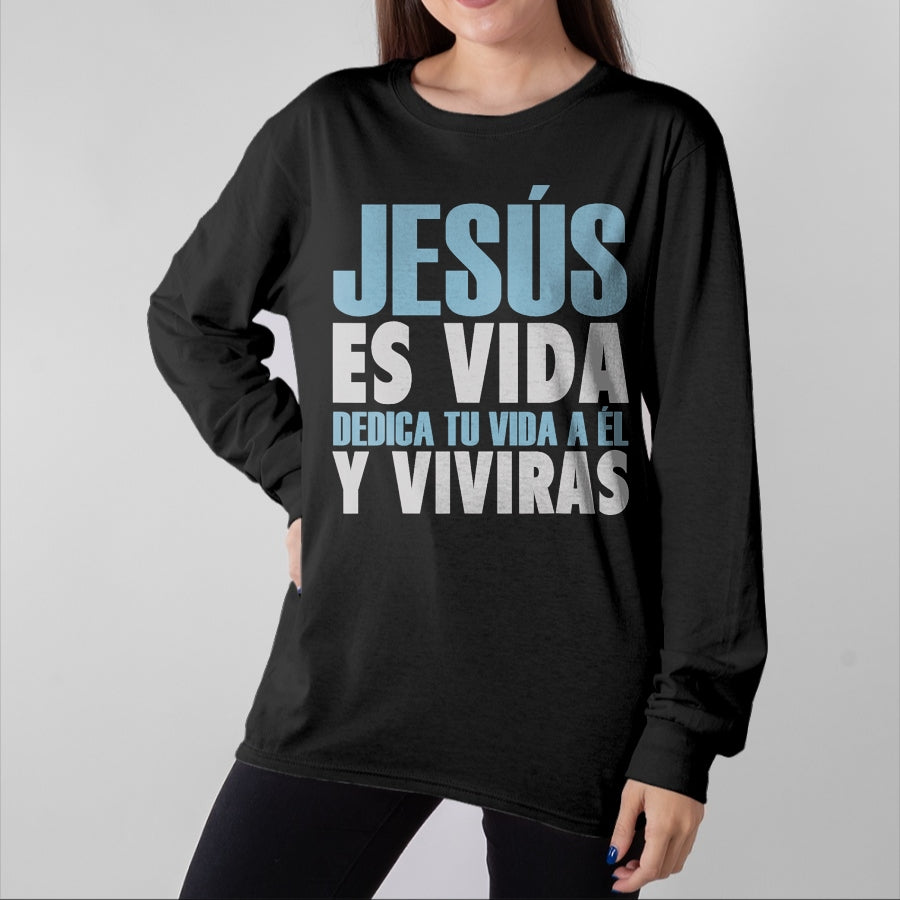 Christian Tee, Christian Faith Unisex T-Shirt/Hoodie/Sweatshirt HLT00 - Jesus Es Vida, Spanish T-Shirt, Spanish Christian Shirt T-Shirt