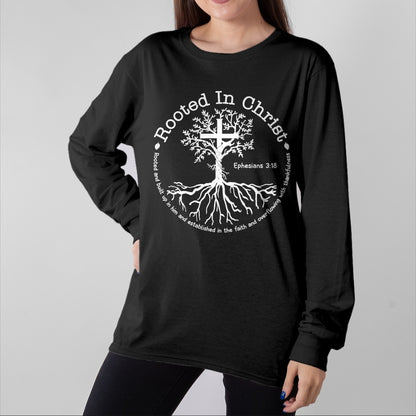 Christian Tee, Christian Faith Unisex T-Shirt/Hoodie/Sweatshirt HLT00 - Jesus Cross Pray Bible Verse Christian Rooted In Christ T-Shirt