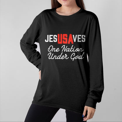 Christian Tee, Christian Faith Unisex T-Shirt/Hoodie/Sweatshirt HLT00 - Jesus Saves USA One Nation Under God Jesus Christian Gift T-Shirt