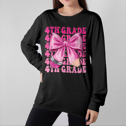 Best Student Shirt, Funny Back To School UnisexT-Shirt/Hoodie/Sweatshirt HLT00 - First Day of 4th Grade Girls Coquette Bow Back to School T-Shirt, Men, Black, 3X-Large