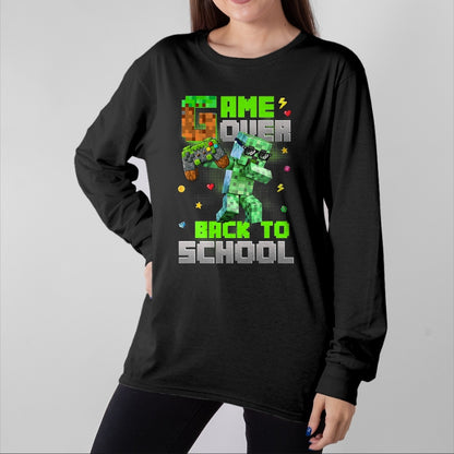 Best Student Shirt, Funny Back To School UnisexT-Shirt/Hoodie/Sweatshirt HLT00 - Game Over Back to School Funny Bruh We Back Kids Boy Gaming T-Shirt, Men, Black, 3X-Large