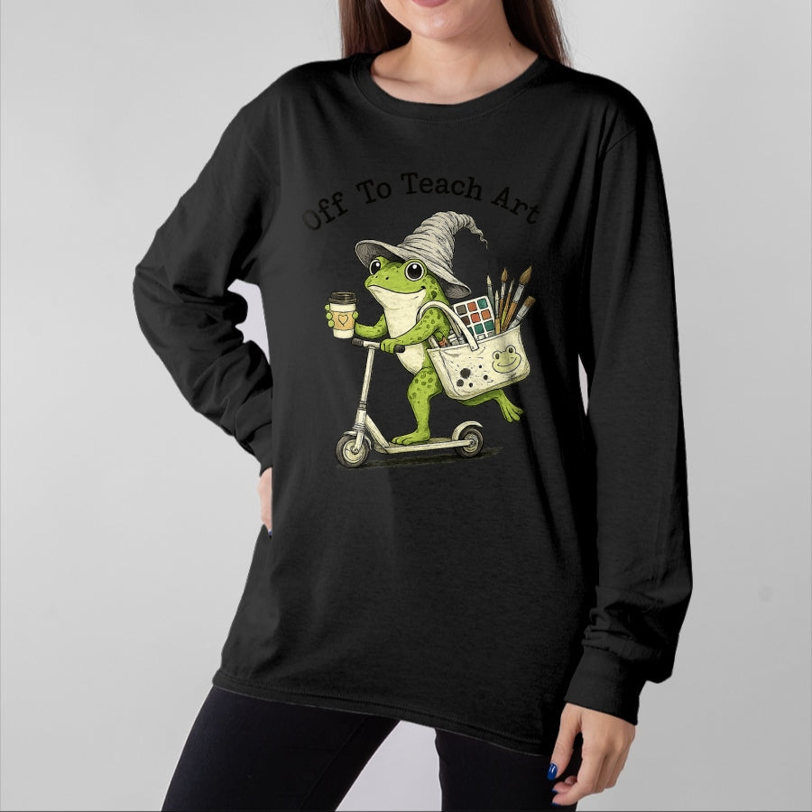 Best Student Shirt, Funny Back To School UnisexT-Shirt/Hoodie/Sweatshirt HLT00 - Frog Art Teacher Off to Teach Creative Classroom Painting T-Shirt