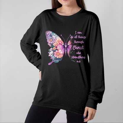 Christian Tee, Christian Faith Unisex T-Shirt/Hoodie/Sweatshirt HLT00 - I Can Do All Things Through Christ Pretty Butterfly T-Shirtall T-Shirt (Copy)