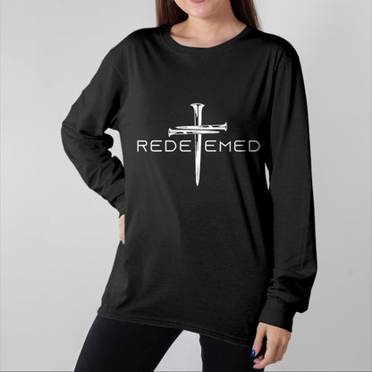 Christian Tee, Christian Faith Unisex T-Shirt/Hoodie/Sweatshirt HLT00 - Redeemed Cross Nails Faith in God Jesus Christ Christian Men T-Shirt