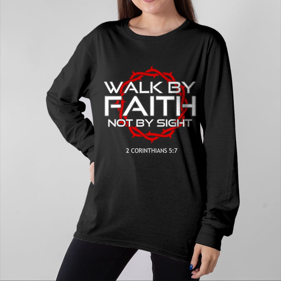 Christian Tee, Christian Faith Unisex T-Shirt/Hoodie/Sweatshirt HLT00 - Jesus Walk by Faith Christian T-Shirt