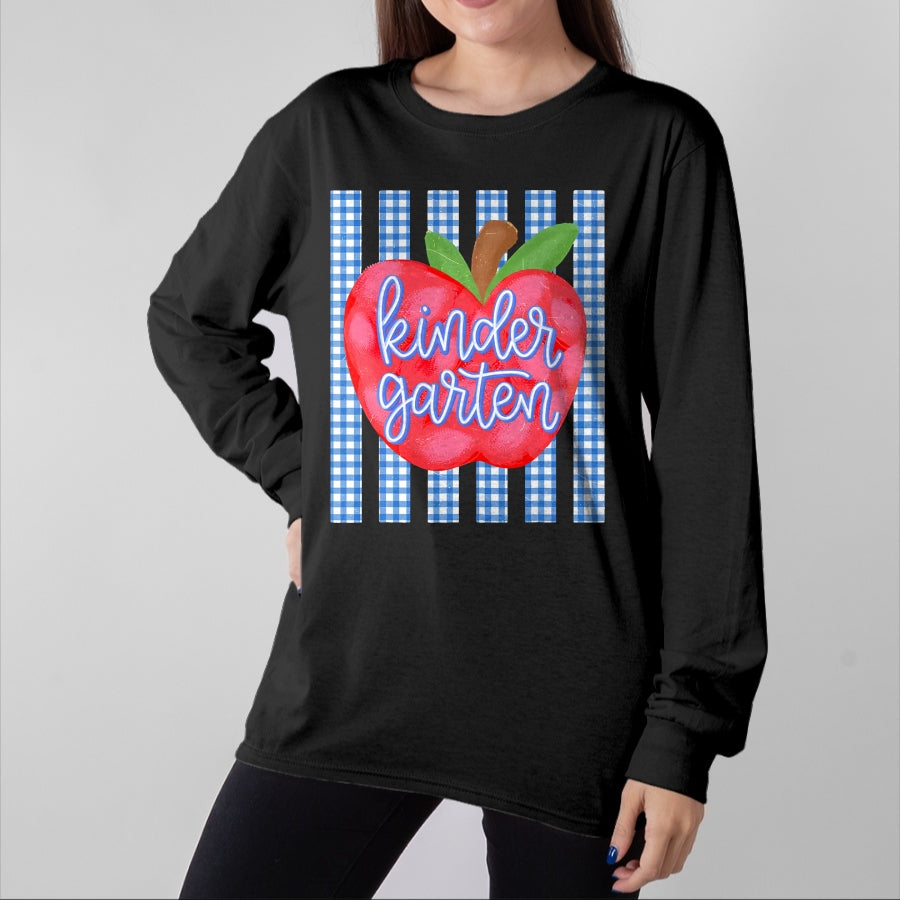 Best Student Shirt, Funny Back To School UnisexT-Shirt/Hoodie/Sweatshirt HLT00 - Kindergarten Apple Striped Happy First Day Back to School T-Shirt