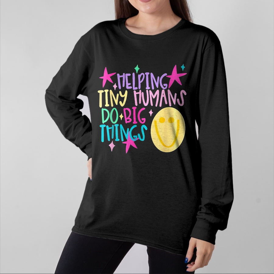 Best Student Shirt, Funny Back To School UnisexT-Shirt/Hoodie/Sweatshirt HLT00 - Helping Tiny Humans Do Big Things Teacher Back to School T-Shirt, Women, Royal Blue, XX-Large