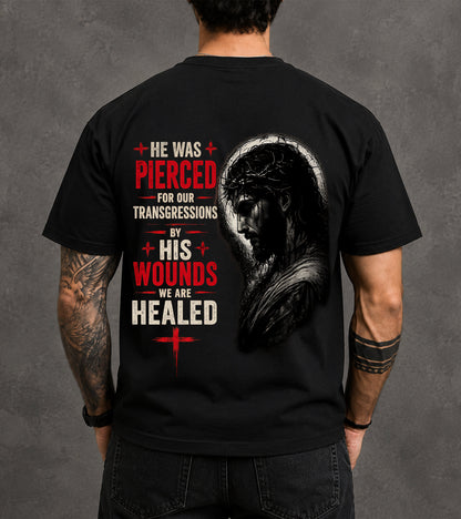HE WAS PIERCED FOR OUR TRANSGRESSIONS  - CHRISTIAN T-SHIRT - FOR MEN Virgo00 (SKU2608-71)