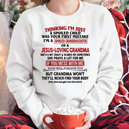 Christian Girl Shirt – Spoiled by Grandma – From Grandma to Granddaughter virgo00 (SKU07-181-00)