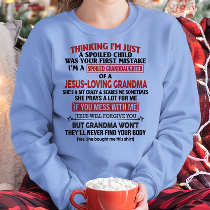 Christian Girl Shirt – Spoiled by Grandma – From Grandma to Granddaughter virgo00 (SKU07-181-00)