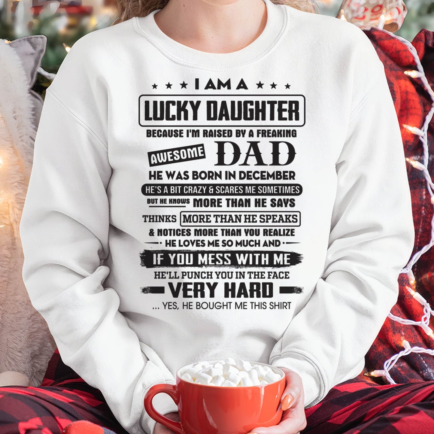 December - Lucky Daughter of Awesome Dad - Perfect Gift For Daughter From Dad - Virgo12 (SKU08-47-12)