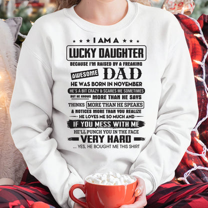November - Lucky Daughter of Awesome Dad - Perfect Gift For Daughter From Dad - Virgo11 (SKU08-47-11)