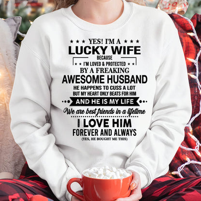 YES! I'M A LUCKY WIFE BECAUSE I'M LOVED & PROTECTED BY A FREAKING AWESOME HUSBAND - FROM HUSBAND - virgo00 (SKU26T-01272-00)