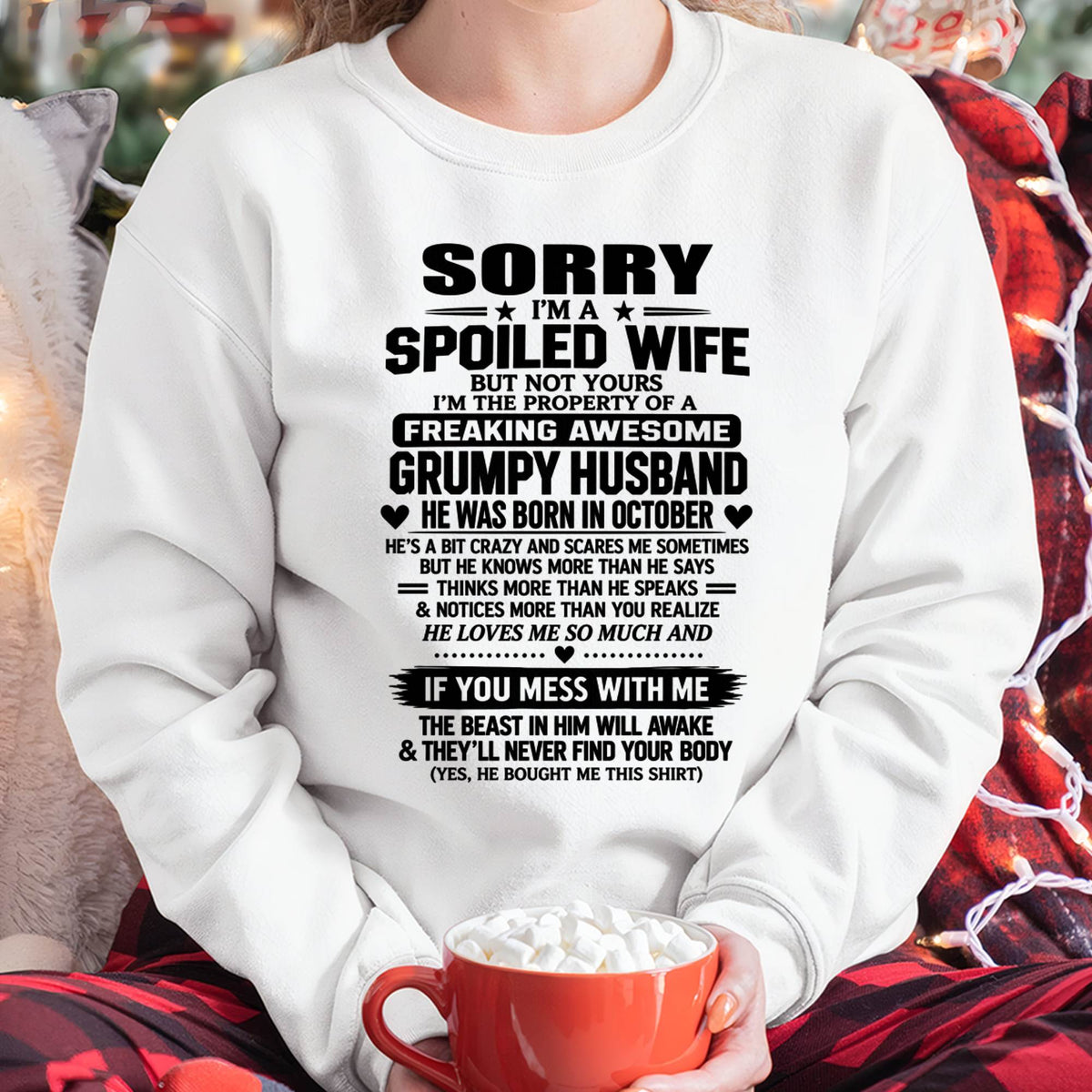 OCTOBER SHIRT Spoiled Wife – Taken By An Awesome Grumpy Husband - From Husband - To Wife - Virgo10 (SKU2610-107-10)